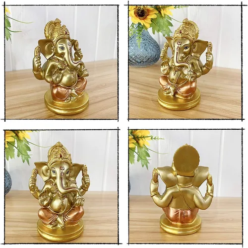Miniatura 3 de BangBangDa Estatua de Lord Ganesha hindú – Elefante indio Dios Murti Decoración Pintura a mano Figuras ídolo Boda Regreso Regalos para el Hogar