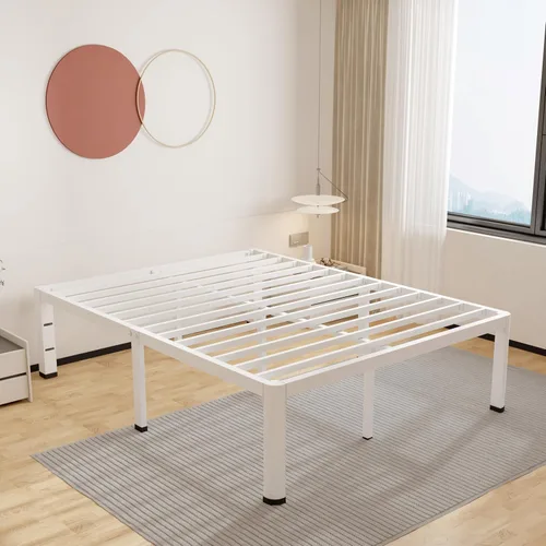 Miniatura 12 de ROIL Marcos de cama de 14 pulgadas con cabecera, tamaño individual XL, con agujeros para cabecero y patas de esquinas redondas, con sujetadores