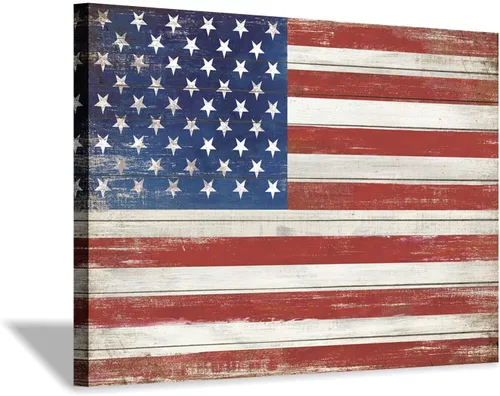Miniatura 8 de Hardy Gallery Lienzo decorativo para pared, diseño de bandera de Estados Unidos, diseño de estrellas y rayas, para sala de estar, oficina