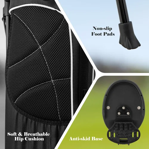 Miniatura 5 de Tangkula Bolsa de golf ligera y organizada, bolsa de hombro fácil de transportar con separadores de 4 vías y 4 bolsillos para almacenamiento Negro