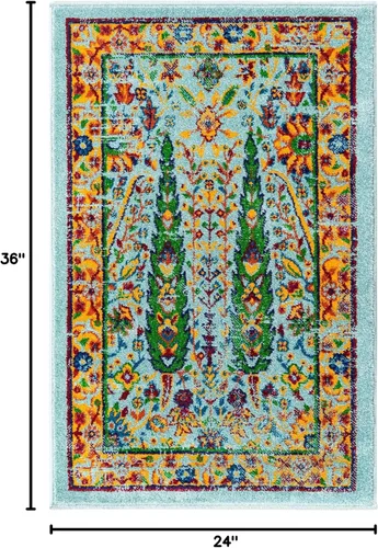 Miniatura 2 de Unique Loom Calypso Collection - Alfombra rectangular de 2 x 3 pies, color aguamarina y azul marino