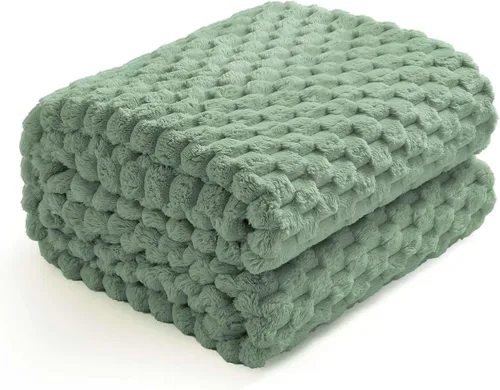 Miniatura 25 de Excervent - Manta de franela de lana de 50 x 70 pulgadas, mantas decorativas hexagonales de jacquard peludas para el hogar, camping y viajes, súper