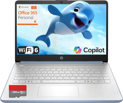 HP Pavilion Laptop 2026 - Cuaderno para estudiantes y trabajo remoto, Intel N150, almacenamiento de 128 GB, tarjeta SD de 256 GB, ligera, batería de