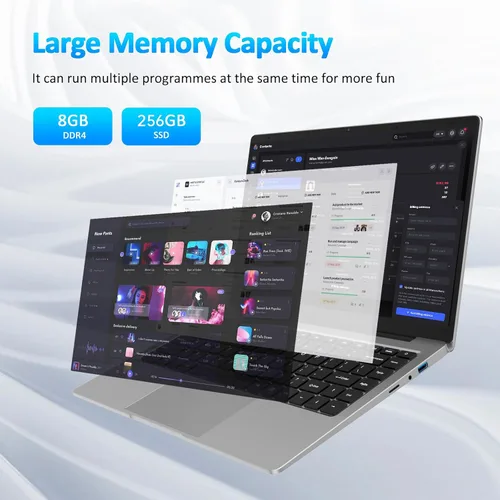 Miniatura 2 de Laptop FHD de 14.1 pulgadas, 8 GB DDR4 RAM, 256 GB SSD, computadora portátil con CPU Celeron N4020, computadora portátil Windows 11 Pro delgada