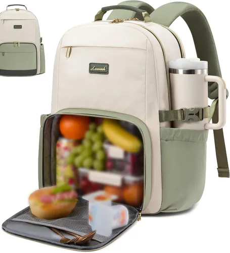 Miniatura 49 de LOVEVOOK Mochila para laptop para mujer con bolsillo para taza de gran capacidad, bolsa de computadora portátil de 15.6 pulgadas, mochila de viaje