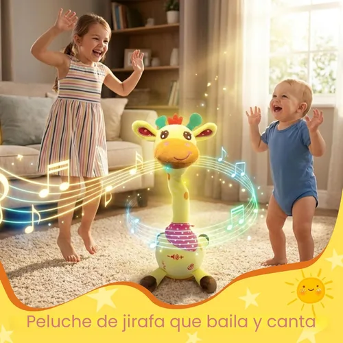 Miniatura 4 de Hunfur - Juguete de Jirafa que Habla y Baila, Animal de Peluche que Repite lo que Dices con Luz que Brilla, Juguete para Bebés de 3-18 Meses, Regalo