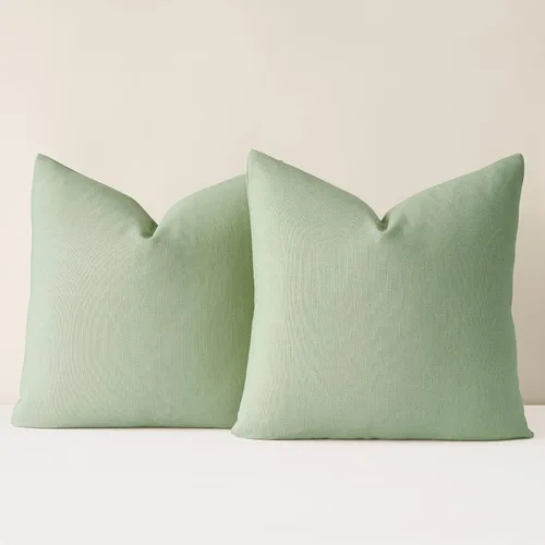 Miniatura 19 de Mixhug Juego de 2 fundas de almohada decorativas de lino para sofá y cama, cojín lumbar, color marrón claro, 12 x 20 pulgadas