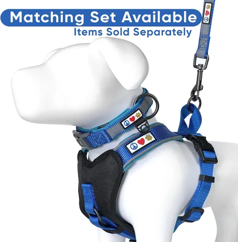 Miniatura 7 de Arnés para perro Pawtitas para entrenamiento de suave, ajustable, reflectante, acolchado para cachorros, Azul