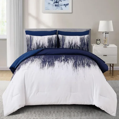 Miniatura 11 de Juego de edredón azul degradado, tamaño Queen, reversible, azul degradado, gris, bohemio, para hombres y mujeres, juego de cama de 8 piezas en una