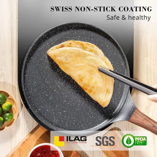 Miniatura 3 de Juego de sartenes antiadherentes para crepé, juego de 5 piezas para parrilla de panqueques de cocina, sartén plana con revestimiento de granito de 8