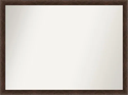 Miniatura 509 de Amanti Art Espejo de pared personalizado no biselado (24 x 27 pulgadas), marco estrecho de nogal chipre - varios tamaños personalizados - Espejo