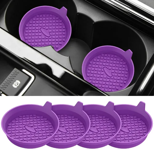 Miniatura 17 de ME.FAN Posavasos para Portavasos de Coche [Paquete de 4] Alfombrillas de Silicona para Tazas, Accesorios Interiores Universales Antideslizantes