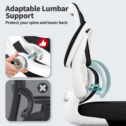 Miniatura 4 de TRALT Silla de oficina – Silla de escritorio ergonómica con soporte lumbar ajustable, silla de computadora de malla, sillas ejecutivas para oficina