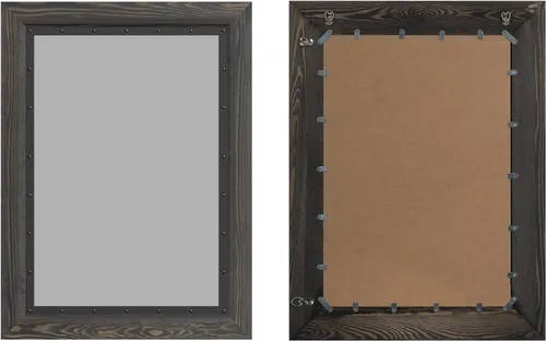 Miniatura 4 de YOSHOOT - Espejo de pared con marco de madera rústica, 40x30 pulgadas, espejo de tocador de baño de madera natural y hierro para decoración
