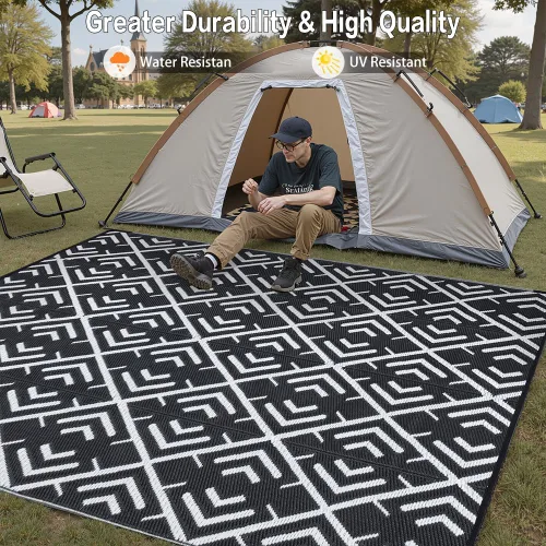 Miniatura 4 de HUGEAR Alfombra para RV Exterior Tapete Impermeable Alfombras para Exteriores 9'x12' para Patios Liquidación Alfombra Exterior Alfombras de Camping