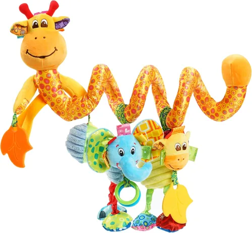 Juguetes Jollybaby para cuna, cochecito y asiento de auto para bebé de 0-3-6-9-12 meses, juguetes sensoriales colgantes para tiempo boca abajo para