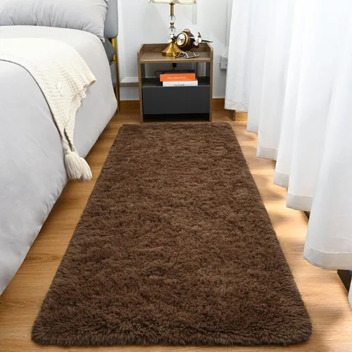 Miniatura 16 de Goideal Alfombra mullida para dormitorio, sala de estar, alfombra de noche beige de 2 x 6 pies, pelo largo de pelo sintético, alfombra moderna