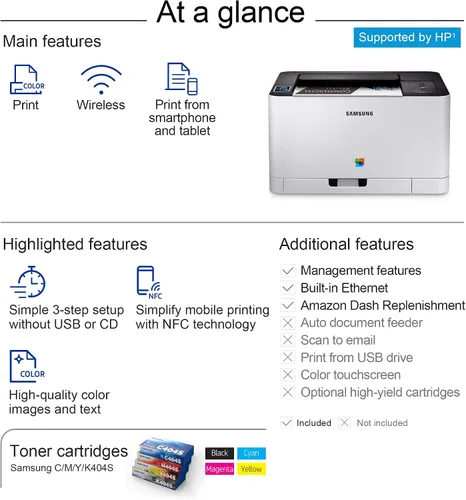 Miniatura 6 de Samsung Electronics Impresora a color con wifi Xpress SL-C430W/XAA, reposición de Amazon activada