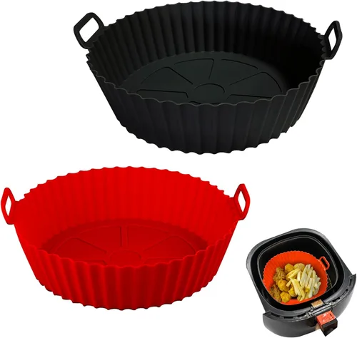 Forros de silicona tipo recipiente para freidora de aire, forros de canasta para freidora de aire de 8 pulgadas, recipientes de bandeja de silicona