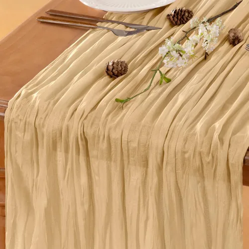 Miniatura 11 de LINXTAR Camino de mesa de gasa verde esmeralda de 160 pulgadas, 14 pies, gasa de verano, bohemio, camino de mesa para boda, fiesta de té, baby