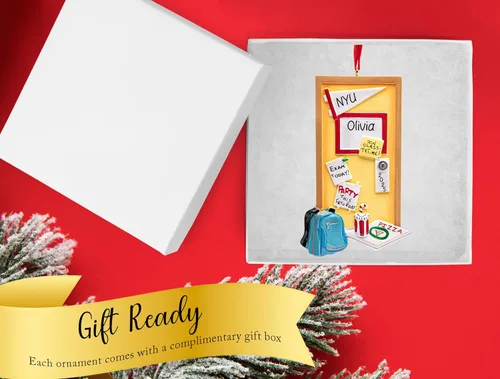 Miniatura 4 de Adorno de Navidad personalizado para puerta de dormitorio 2026 Decoración personalizada para árbol de Navidad, primer año de la universidad, 1ª