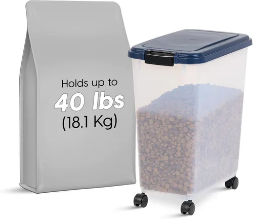 Miniatura 2 de IRIS USA Contenedor hermético de almacenamiento de alimentos para perros, hasta 40 libras, ruedas acoplables, para almacenamiento de alimentos