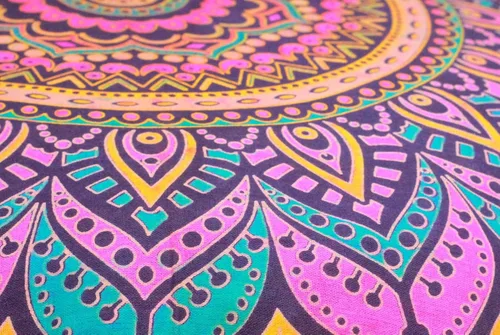 Miniatura 4 de CRAFT KALA Funda de cojín redonda de 22" con mandala bohemio para meditación, para sala de estar, habitación de yoga, funda de asiento para puffs