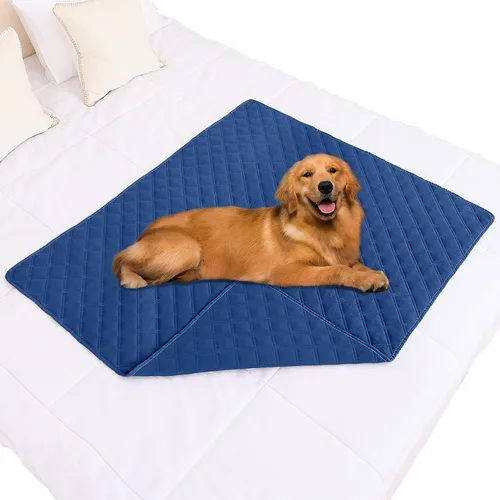 Miniatura 81 de Smiry Funda impermeable para cama de mascota, suave y lavable, para muebles, cama, sofá, reversible, a cuadros (30 x 53 pulgadas, color beige/beige)