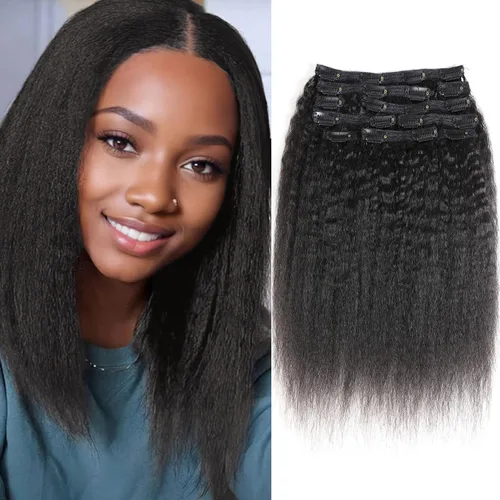 Miniatura 15 de Extensiones de cabello rizado con clip para mujeres afroamericanas, Urbeauty, Extensiones de cabello rizado con clip para cabello humano para chicas