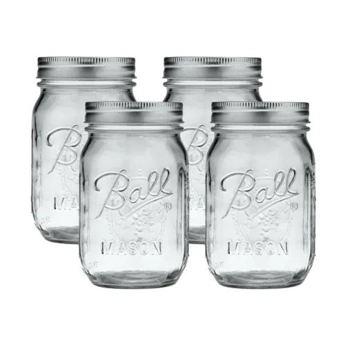 Miniatura 20 de Ball Mason, Frascos de mermelada con tapas y bandas, Set de 12 unidades de 4 oz, 4 onza, Transparente