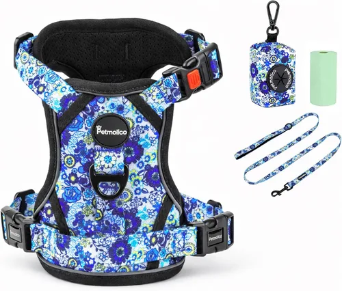 Miniatura 24 de Petmolico Juego de arnés para perro sin tirones con accesorio de correa, asa de fácil control, chaleco reflectante para razas pequeñas, chaleco