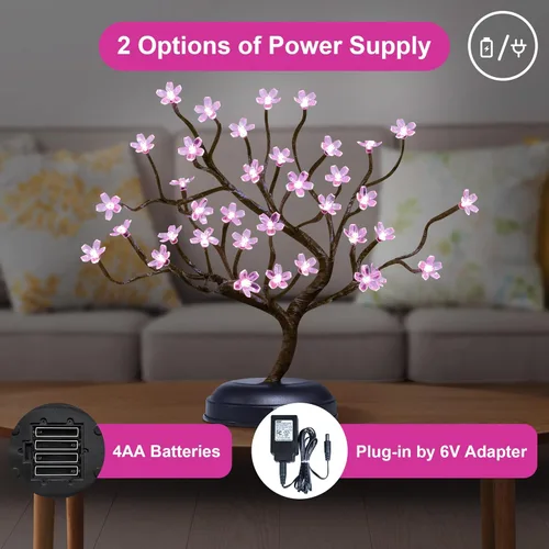 Miniatura 3 de Lámpara Lightshare con forma de bonsái de cerezo en flor con 36 luces LED, de 16 pulgadas, para decoración del hogar, a batería Blanco cálido