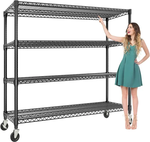 Miniatura 11 de GarveeLife 4 Tier Storage Shelving Unit, 70.8" W Metal Shelves, 59" H L-Shaped Wire Shelving, Heavy Duty Pantry Shelves for Home, Kitchen, Garage