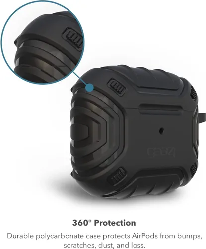 Miniatura 2 de Gear4 Apollo Snap - Funda para AirPods de 3ª generación, compatible con carga inalámbrica, llavero con mosquetón incluido, color negro