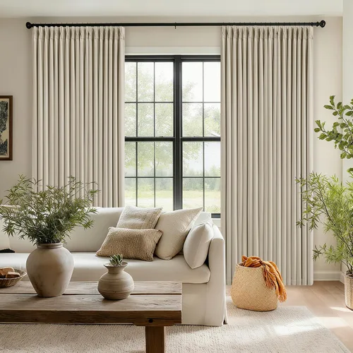 Miniatura 72 de Juego de 2 paneles de cortinas plisadas negras de 80 pulgadas para sala de estar, cortinas plisadas de lino con forro de 80 pulgadas de largo, 100%