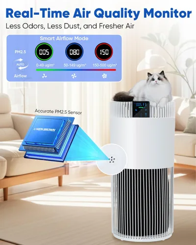 Miniatura 3 de Purificador de aire para habitación grande del hogar de 2500 pies cuadrados con filtros lavables, purificador de aire para mascotas para dormitorio