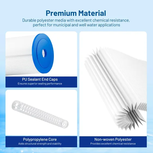 Miniatura 5 de Whole House - Cartucho de filtro de agua plisado para pozo de sedimentos de 5 micrones, 10 x 4.5 pulgadas para W5CPHD, CP5-BBS, CP5-BB, ECP5-BB