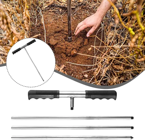 Miniatura 5 de Varilla de sonda de suelo de acero inoxidable de 32 a 48 pulgadas de longitud ajustable para localizar tuberías de tanques sépticos pruebas de suelo