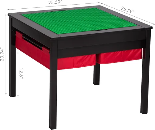 Miniatura 3 de UTEX Mesa de juego de construcción 2 en 1 para niños con cajones de almacenamiento y plato integrado (Espresso)