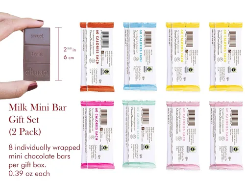 Miniatura 2 de Chuao Chocolatier Mini caja de regalo de chocolate con leche, barras surtidas de chocolate gourmet europeas sin conservantes, para cestas de regalo