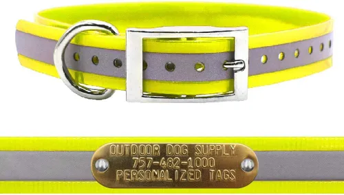 Miniatura 9 de Outdoor Dog Supply Collar de perro con anillo en D impermeable reflectante resistente de 1 pulgada para perros medianos y grandes con placa