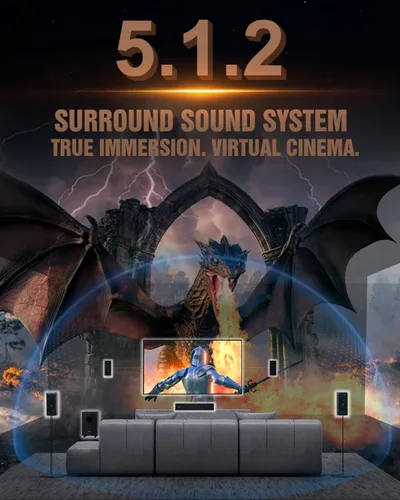 Miniatura 2 de Sistema de sonido envolvente virtual 5.1.2 para habitaciones pequeñas, barras de sonido compactas para Smart TV, cine en casa con 4 altavoces