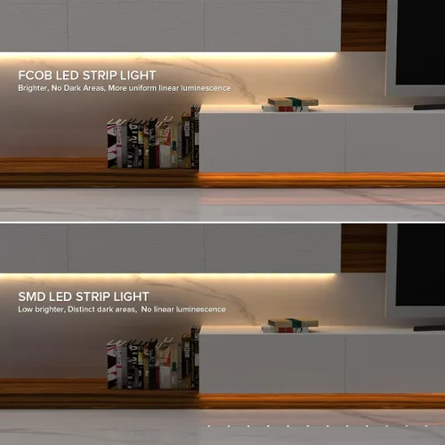 Miniatura 6 de Tira de luz LED USB de 6.56 pies, 5 voltios alimentada por USB, luces LED COB de 4000 K, blanco natural, 0.315 in, tiras flexibles de alta densidad