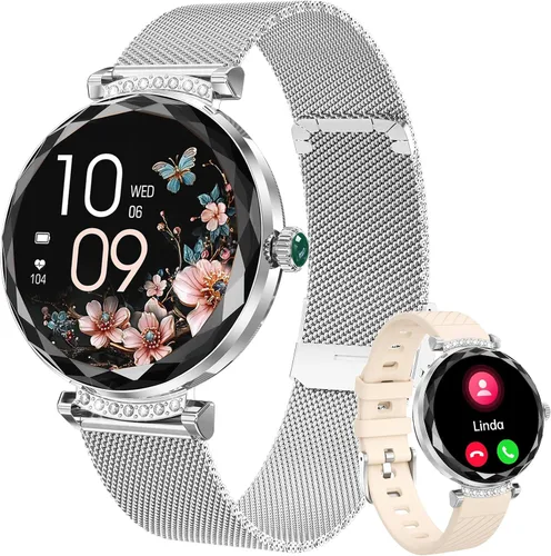 Miniatura 10 de Reloj inteligente para mujer, pantalla táctil AMOLED HD de 1.19 pulgadas, rastreador de fitness, hacer/responder llamadas, monitor SpO2