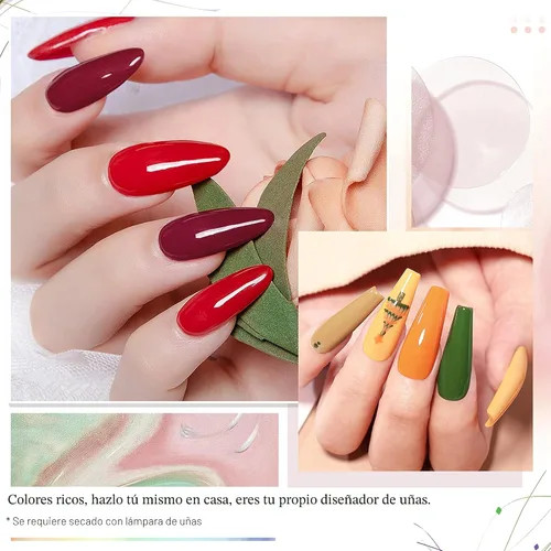 Miniatura 7 de JODSONE Juego de 36 esmaltes de uñas de gel, 32 colores, capa base, capa superior brillante mate y purpurina, juego de esmalte de uñas verde, azul