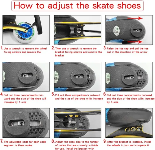 Miniatura 7 de Patines de velocidad ajustables para niños, patines en línea de velocidad para niñas y para niños, patines en línea para exteriores e interiores