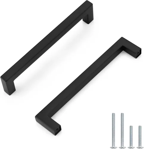 Miniatura 27 de Probrico - Tiradores cuadrados de acero inoxidable para puerta de armario o cajón, color negro, 0.5 pulgadas de ancho