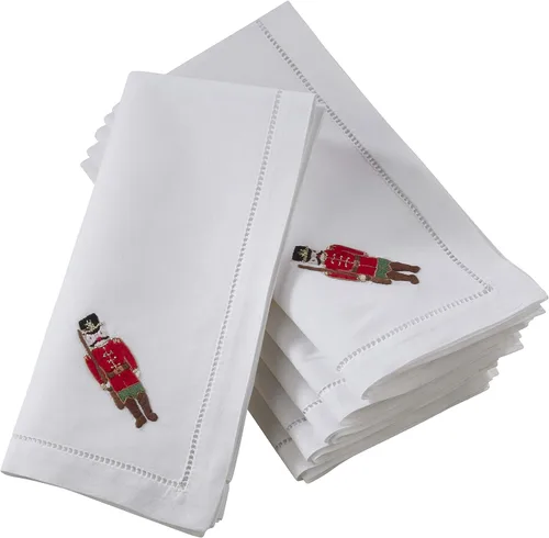Miniatura 60 de Juego de 6 servilletas bordadas de magnolia hechas a mano con borde cosido