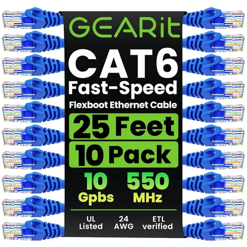Miniatura 22 de GEARit Cable de conexión Ethernet Cat 6 de 0.5 pies, color negro (paquete de 10), cables de conexión Cat6 de 0.5 pies, cable de conexión