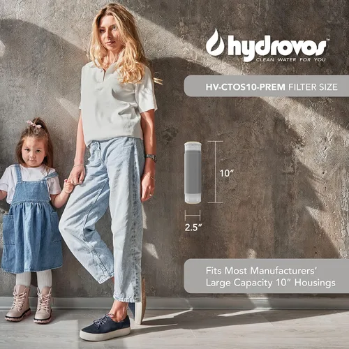 Miniatura 5 de HYDROVOS Filtro de agua GAC prémium de 10 x 2.5 pulgadas, cartucho de repuesto de carbón activado granular para filtración de agua en toda la casa